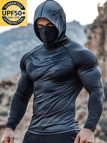 Men's Outdoor Sun Protection Breathable Cool Hooded Sun Protection Long Sleeve Top