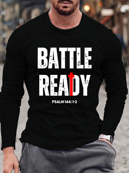 Battle Ready Psalm 144:1-2 Christian Cotton Long Sleeve T-Shirt