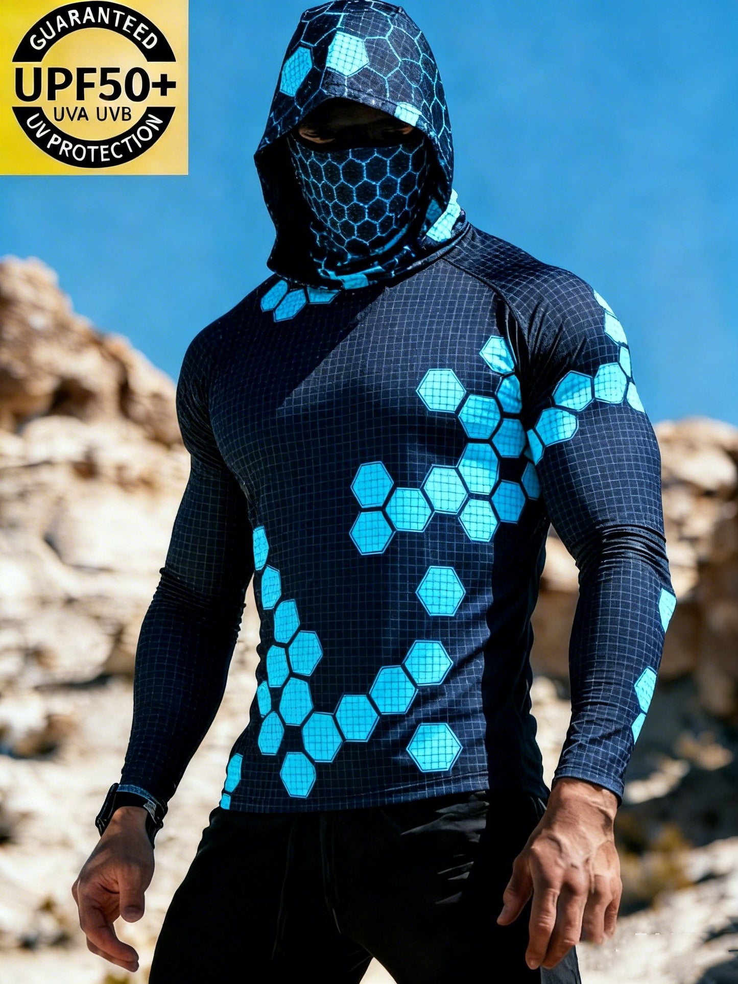 Men's Mechanical Lines Sun Protection Print Top