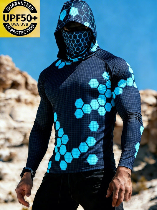 Men's Mechanical Lines Sun Protection Print Top