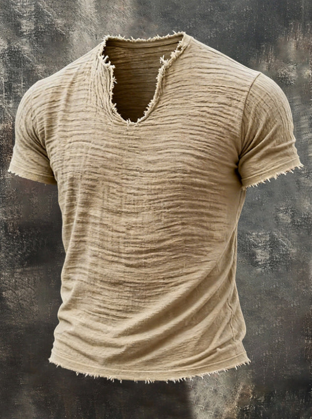 Men's Vintage Frayed V-Neck T-Shirt