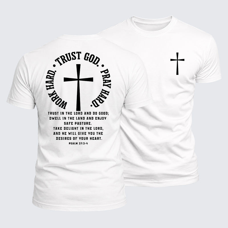 Luxe Mercerized Cotton Tee - Work Hard Trust God Pray Hard