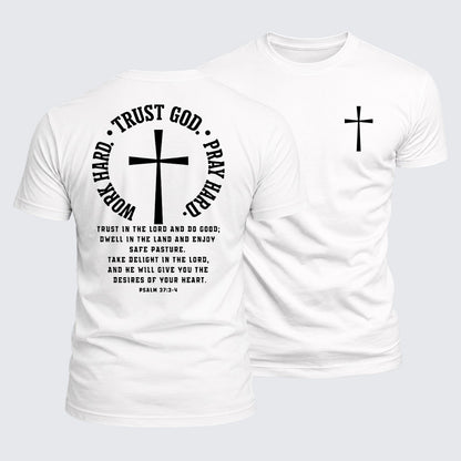 Luxe Mercerized Cotton Tee - Work Hard Trust God Pray Hard