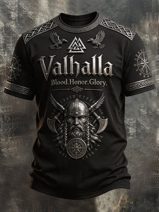 Men's Vintage Viking-Print T-Shirt