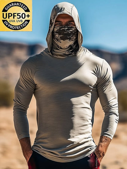Men's Outdoor Sun Protection Breathable Cool Hooded Sun Protection Long Sleeve Top