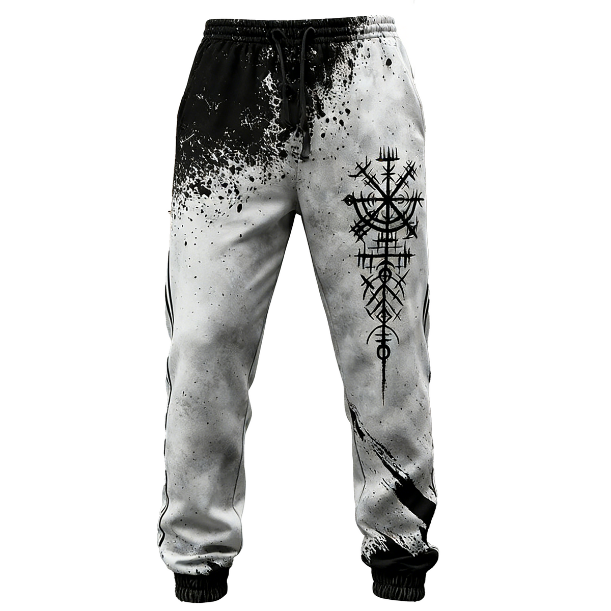 Nordic Viking Retro Totem Ink-Splash Gradient Print Pants
