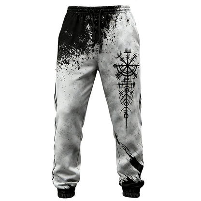 Nordic Viking Retro Totem Ink-Splash Gradient Print Pants