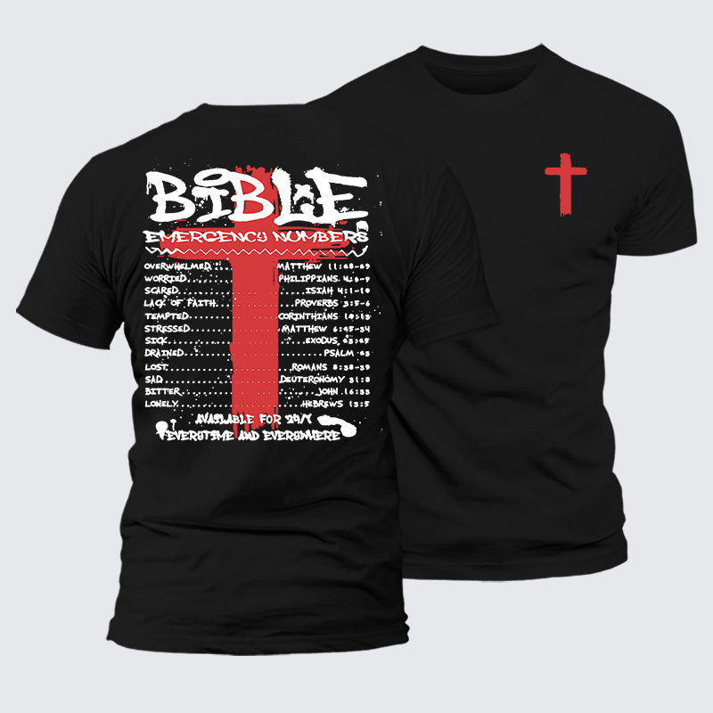 Luxe Mercerized Cotton Tee - Bible Emergency Numbers