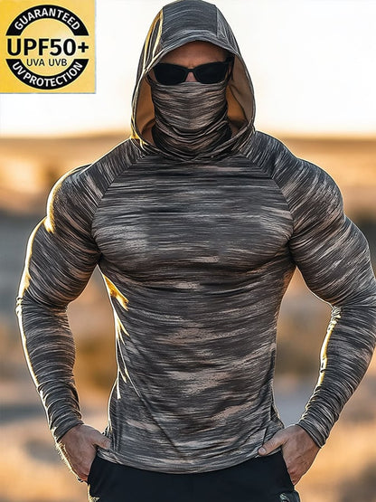 Men's Outdoor Sun Protection Breathable Cool Hooded Sun Protection Long Sleeve Top