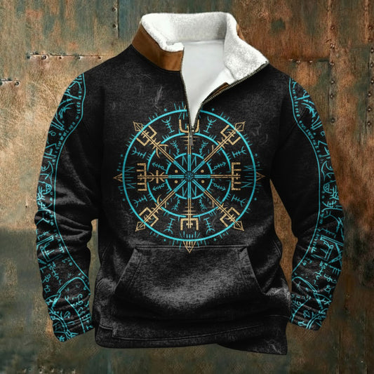 Viking Nordic Sherpa Lined Half Zip Hoodie