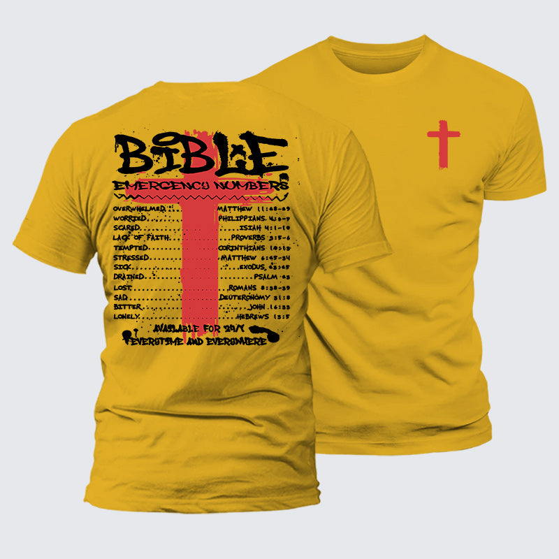 Luxe Mercerized Cotton Tee - Bible Emergency Numbers