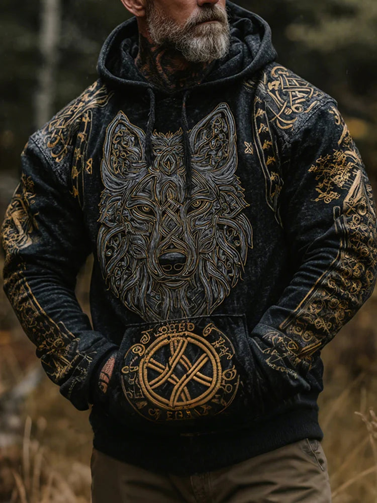 Men's Viking Tribal Wolf Celtic Knot Inspired Hoodie