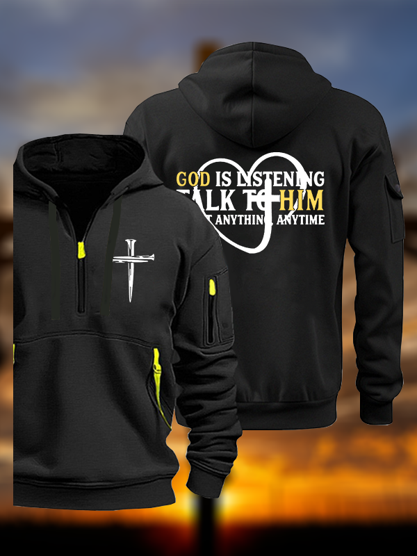 God Is Listening Talk To Him About Anything Anytime Jesus God Christian Zipper Hoodies