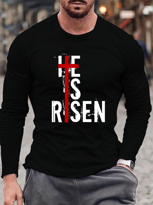 He Is Risen Cross Christian Cotton Long Sleeve T-Shirt