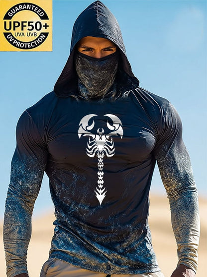 Men's Outdoor Sun Protection Breathable Cool Hooded Sun Protection Long Sleeve Top