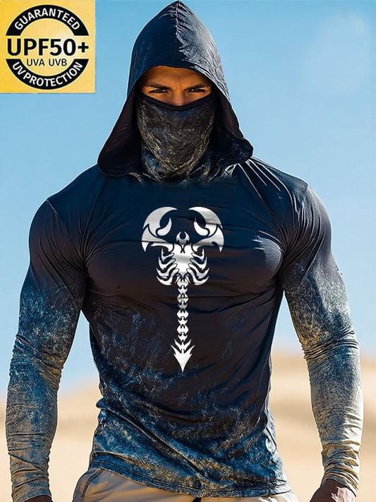 Men's Outdoor Sun Protection Breathable Cool Hooded Sun Protection Long Sleeve Top
