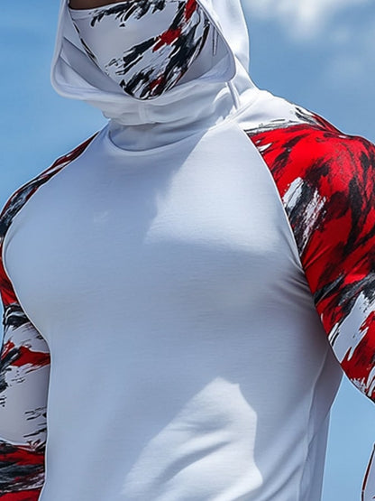 Men's Outdoor Sun Protection Breathable Cool Hooded Sun Protection Long-Sleeved Top