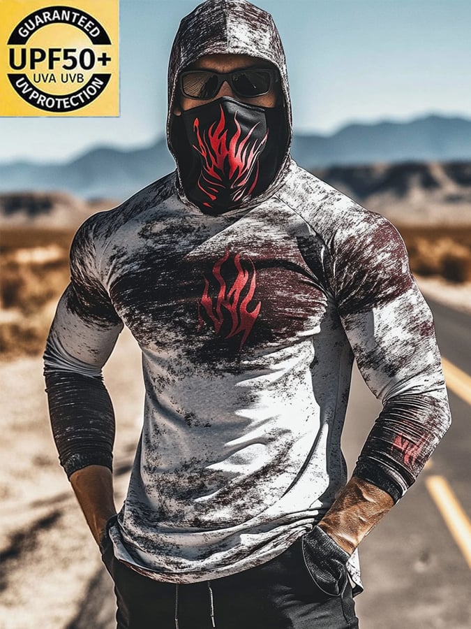 Men's Outdoor Sun Protection Breathable Cool Hooded Sun Protection Long Sleeve Top