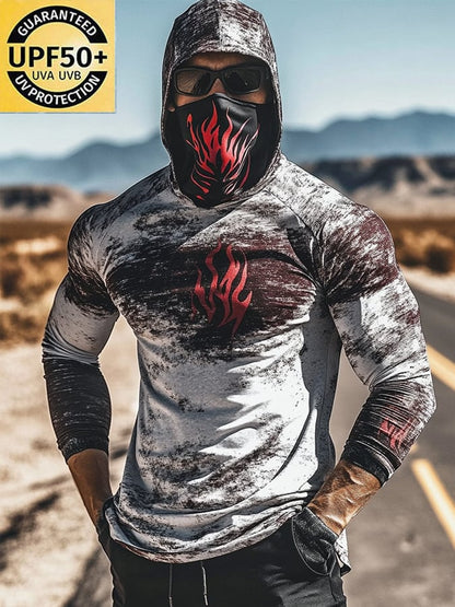 Men's Outdoor Sun Protection Breathable Cool Hooded Sun Protection Long Sleeve Top