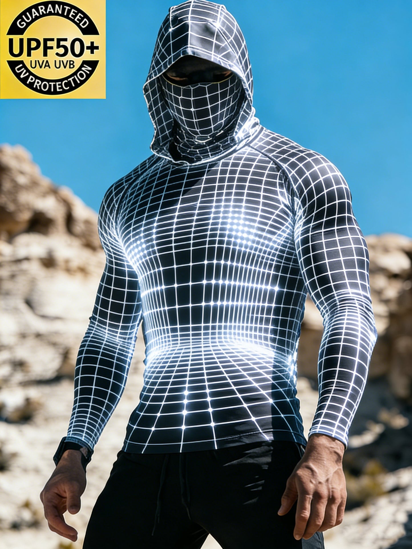 Men's Dynamic Lines Sun Protection Print Top