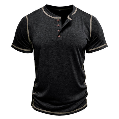 Men's Retro Short Sleeve Henley Shirt
