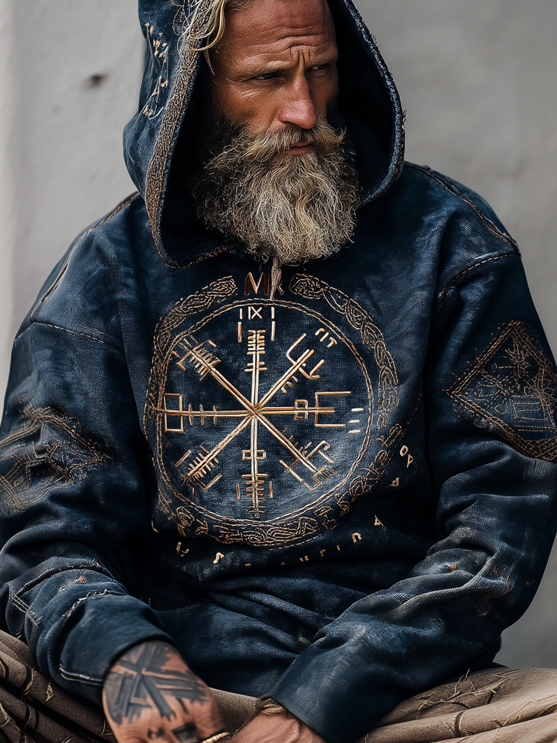Viking Style Inspired Rune Digital 3D Printed Unisex Casual Hoodie
