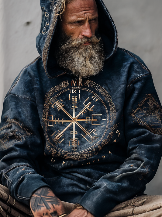 Viking Style Inspired Rune Digital 3D Printed Unisex Casual Hoodie