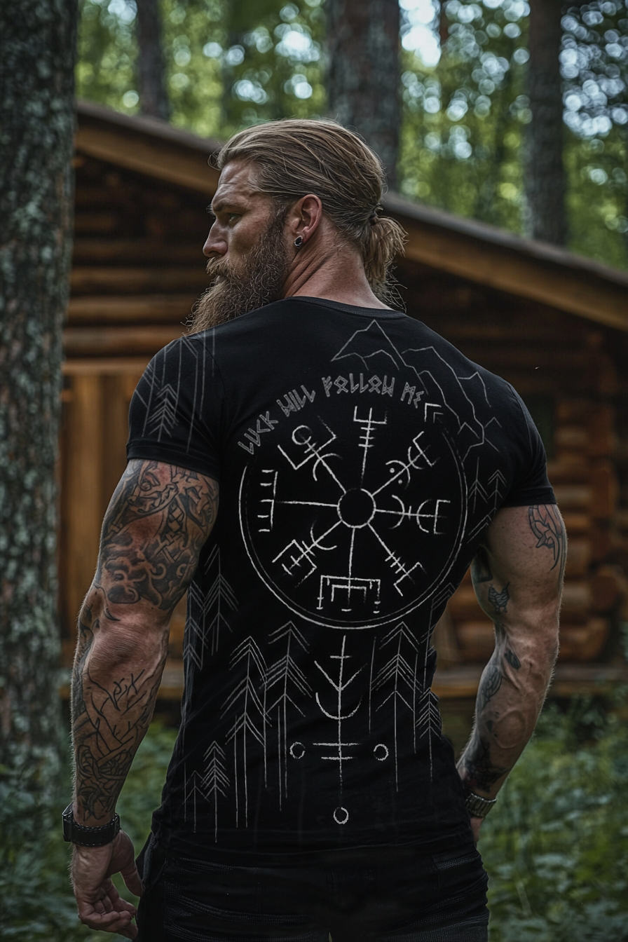 Viking Nordic Mythology Digital Print Totem Printed T-shirt