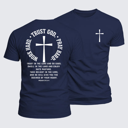 Luxe Mercerized Cotton Tee - Work Hard Trust God Pray Hard