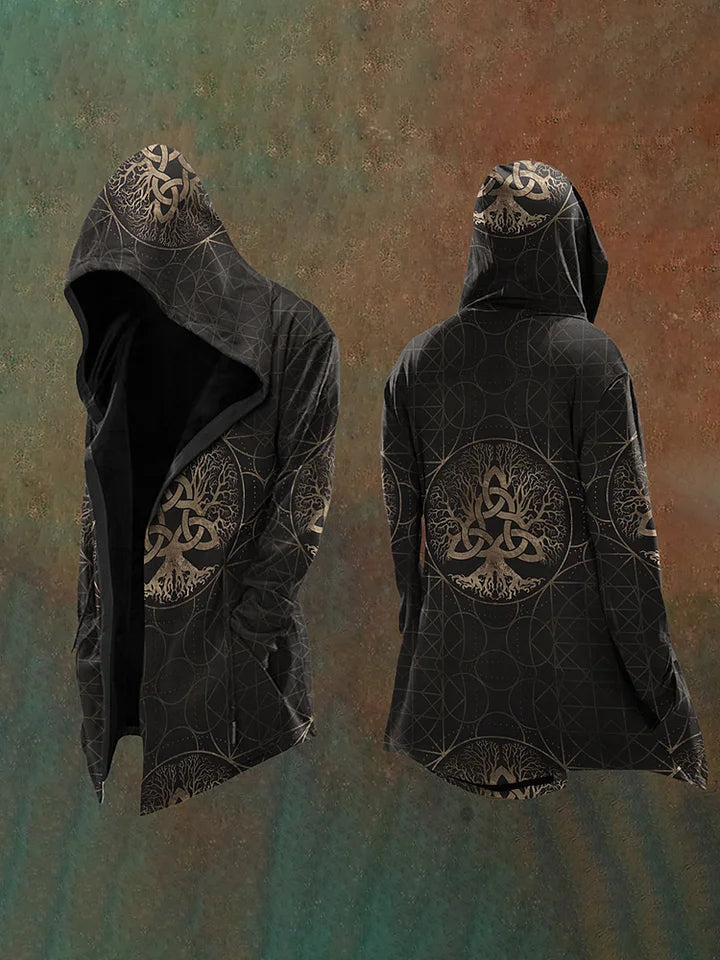 Men's Viking Mythology Tribal Tree Of Life Celtic Knot Hooded Jacket