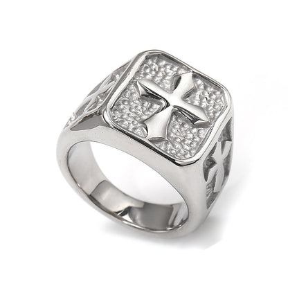 Retro-style Cross Ring