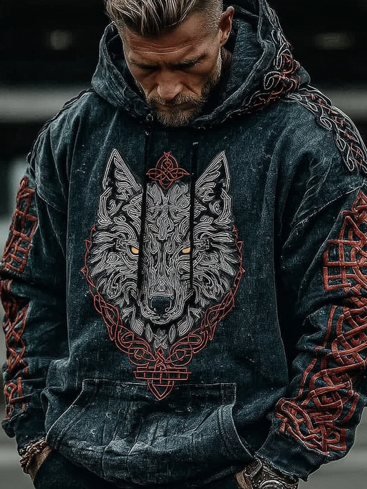 Viking Style Inspired Wolf Rune Digital 3D Printed Unisex Casual Hoodie