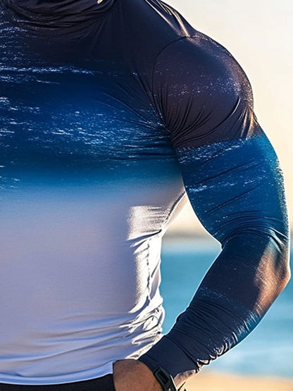 Men's Outdoor Sun Protection Breathable Cool Hooded Sun Protection Long-Sleeved Top