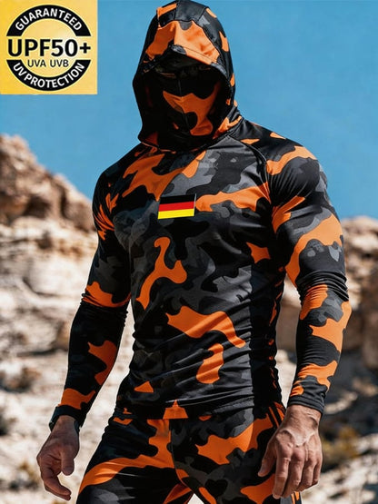 Men's Outdoor Sun Protection Breathable Cool Hooded Sun Protection Long-Sleeved Top