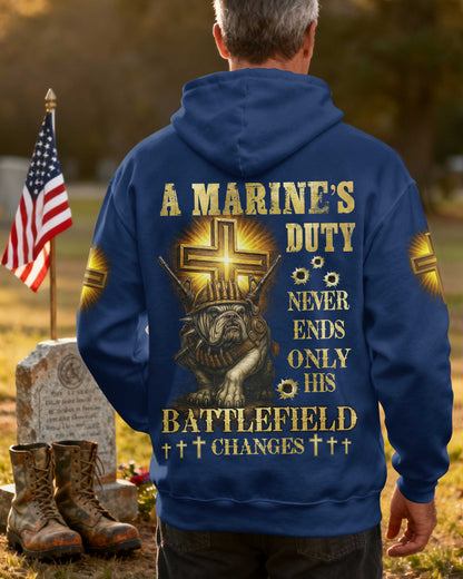 A Marine's Duty Never Ends Only His Battlefield Changes Zip Hoodie
