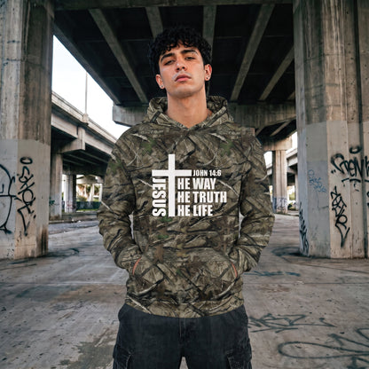 Jesus: The Way, The Truth, The Life Camo Hoodie, John 14:6 Christian Streetwear