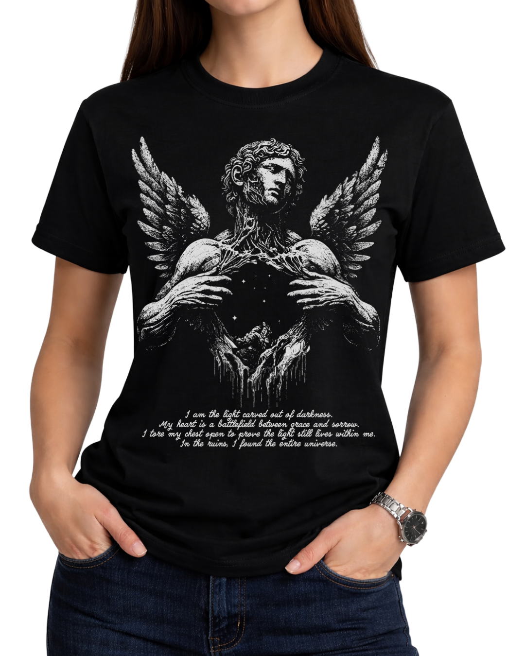 Fallen Angel Statue Dark Academia Graphic Tee