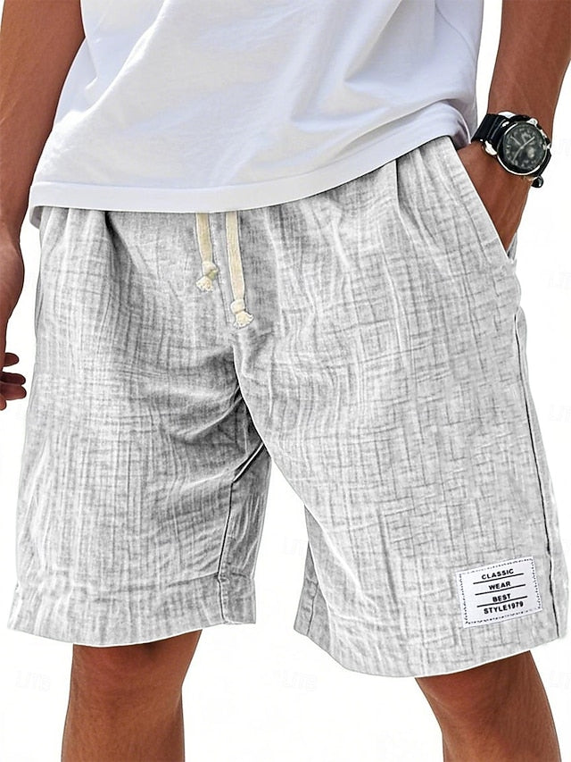 Men’s Casual Cotton Linen Shorts – Lightweight Drawstring Summer Shorts