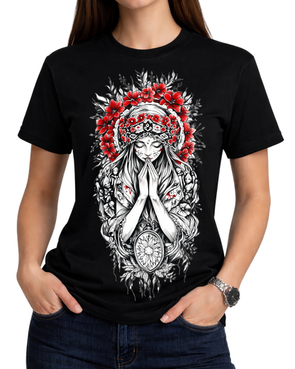 Christian Cross & Virgin Mary Double Printed Tee