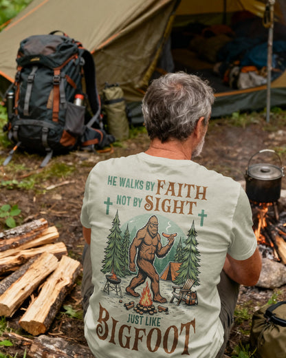 He Walks By Faith Not by Sight Just Like Bigfoot T-Shirt