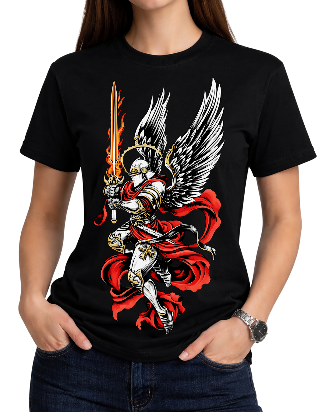 Archangel Michael Flaming Sword T-Shirt