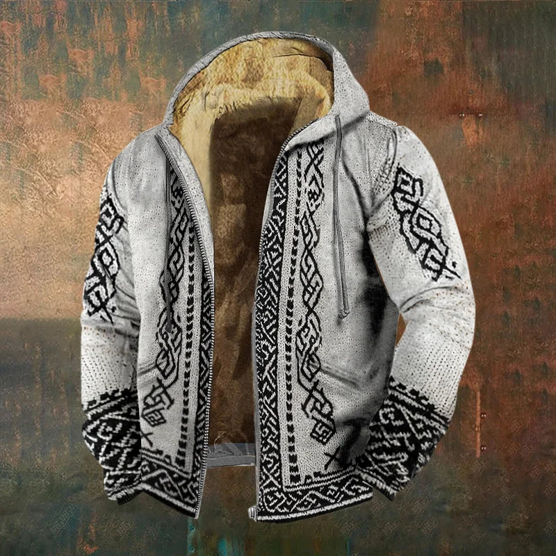 Men's Vintage Viking Patterns Zipper Hoodie