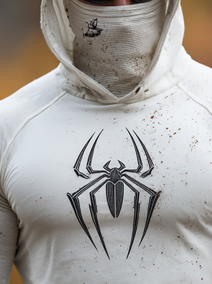 Men's Retro Outdoor Sun Protection Breathable Cooling Mask Hooded Sun Protection Long Sleeve Top