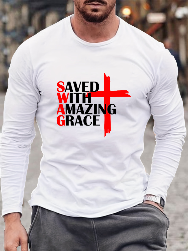 Saved with Amazing Grace Long Sleeve T-Shirt