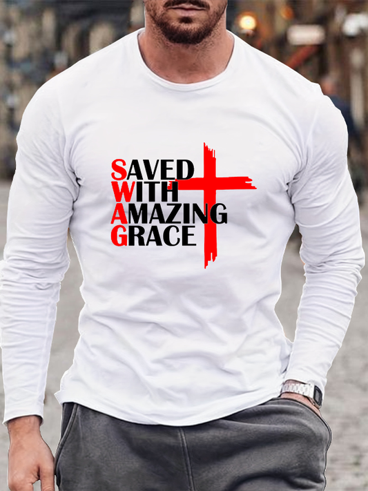 Saved with Amazing Grace Long Sleeve T-Shirt