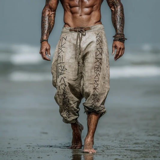 Men's Viking Nordic Mystical Runes Celtic Totem Summer Casual Pants