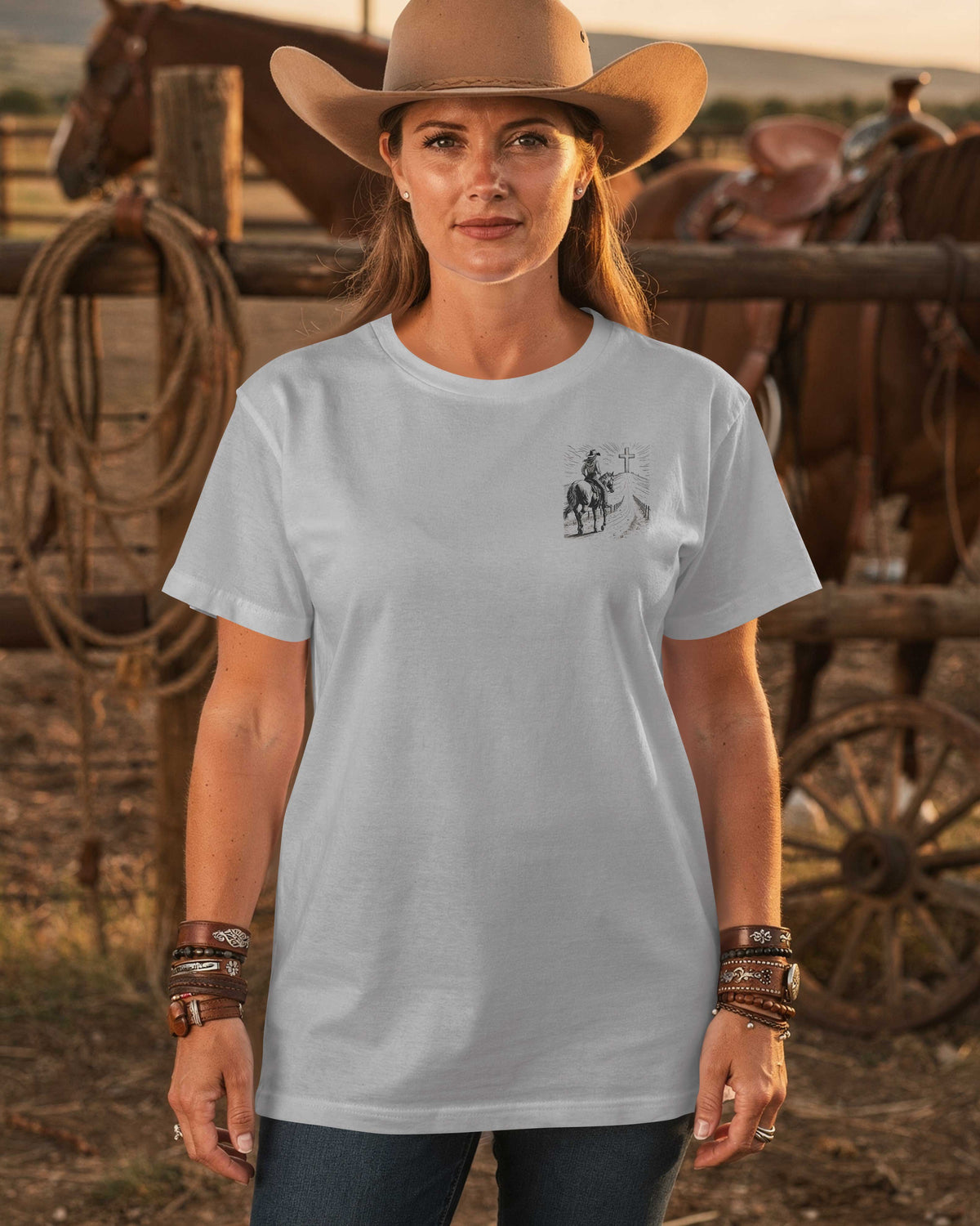 I Ride With Purpose Because Christ Leads My Trail T-Shirt