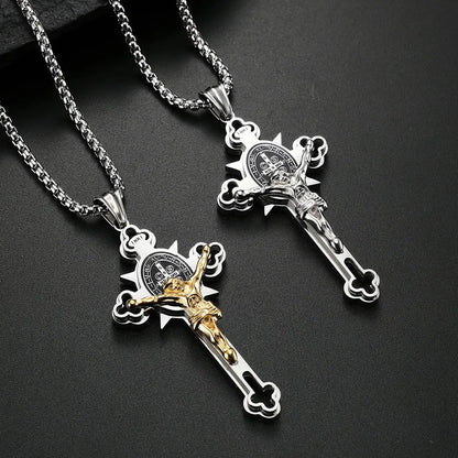 St. Benedict Symbol Crucifix Necklace