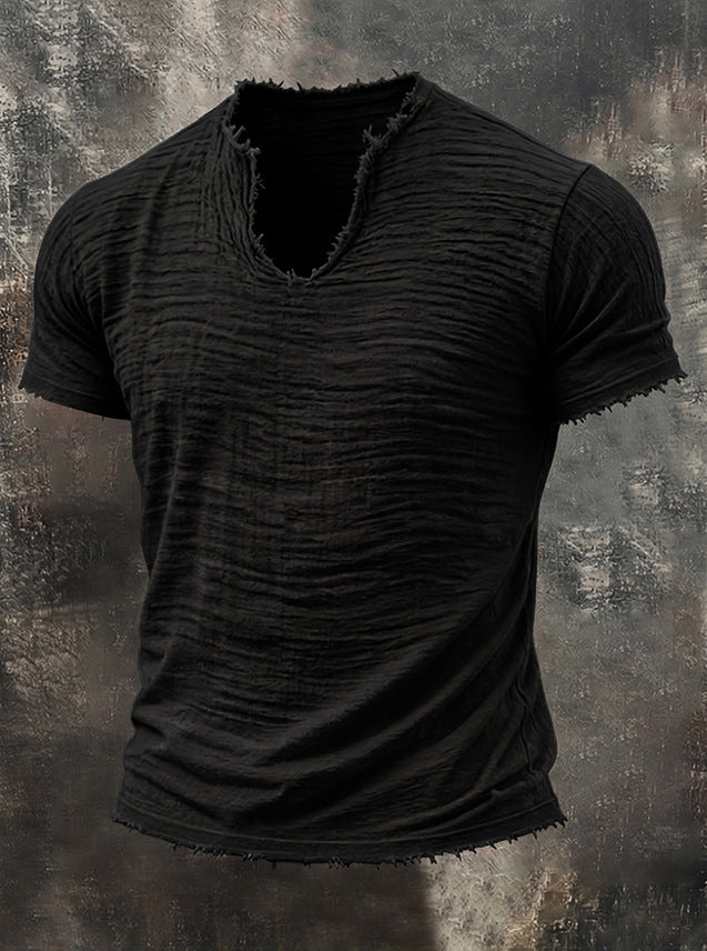 Men's Vintage Frayed V-Neck T-Shirt