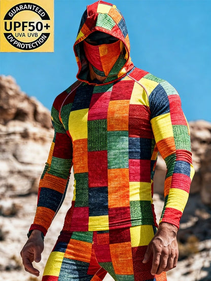 Men's Outdoor Sun Protection Breathable Cool Hooded Sun Protection Long-Sleeved Top